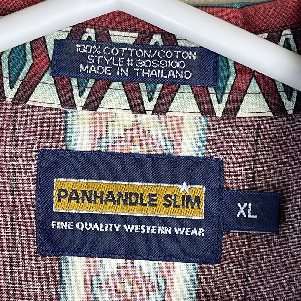 Panhandle Slim Shirt Mens Extra Large Red Western Long Sleeve Adult - Picture 8 of 11
